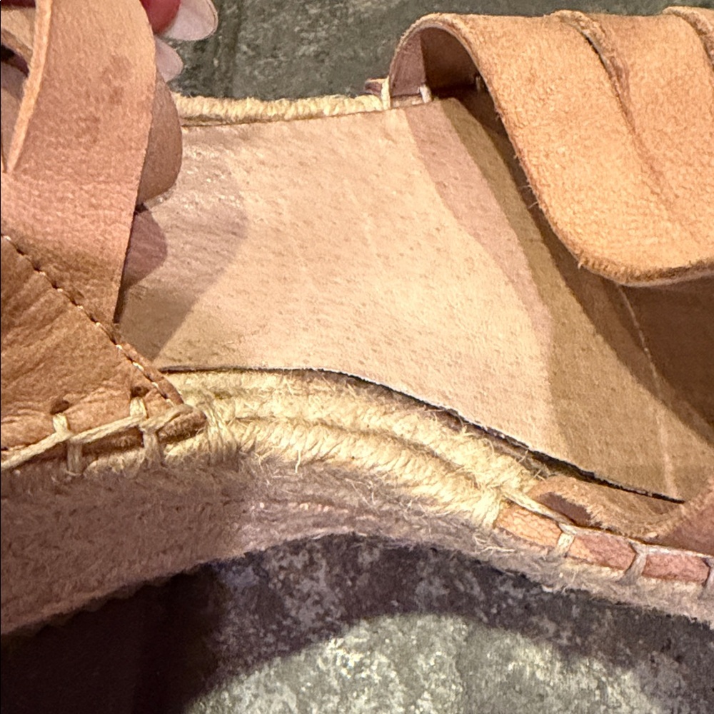Eileen Fisher Tan Leather Strappy Espadrille Wedge Sandals - Picture 6 of 6